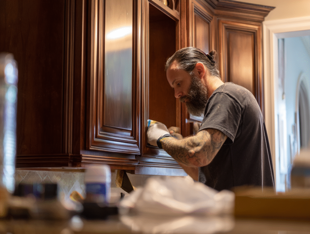 man painting cabinents in scranton pa