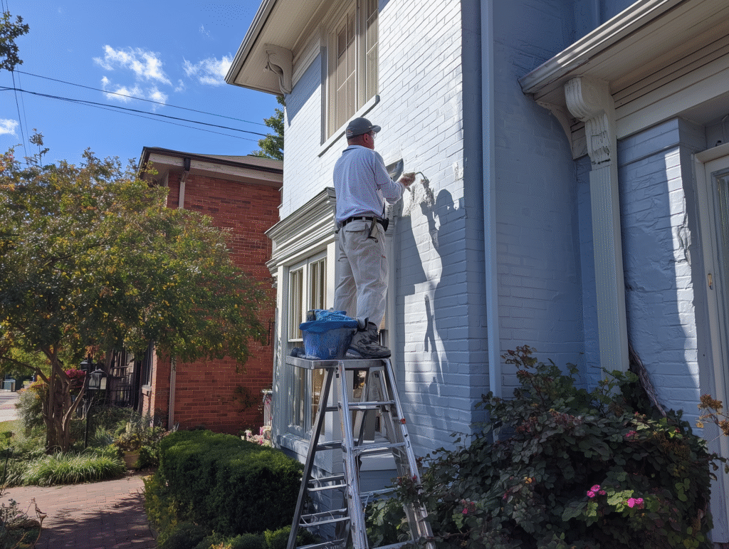 man painting exterior of house